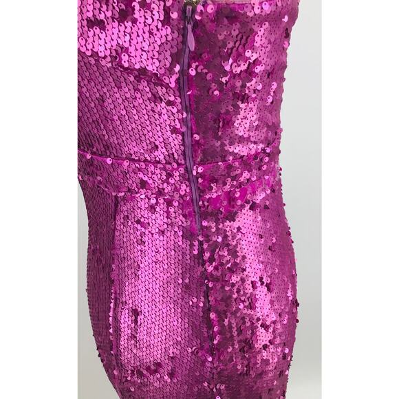 LULU'S  XS Pink Prom Perfect Cutout One-Shoulder Sequin Gown NEW B52 *flaw - Picture 7 of 15